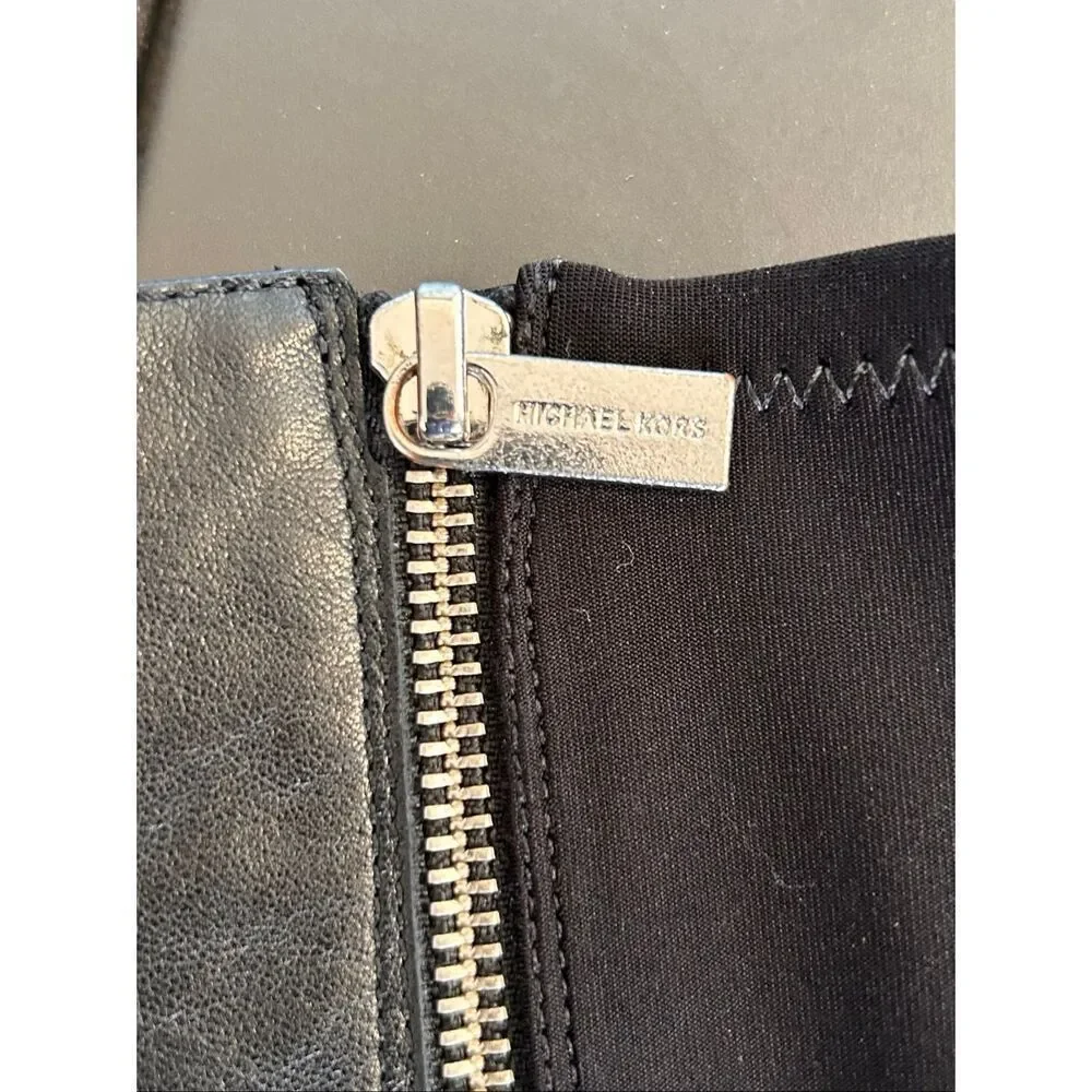 Michael Kors Hamilton Riding Boots Black /Silver Logo Size 6.5 M
